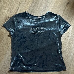H&M Blue Velvet Crop Top